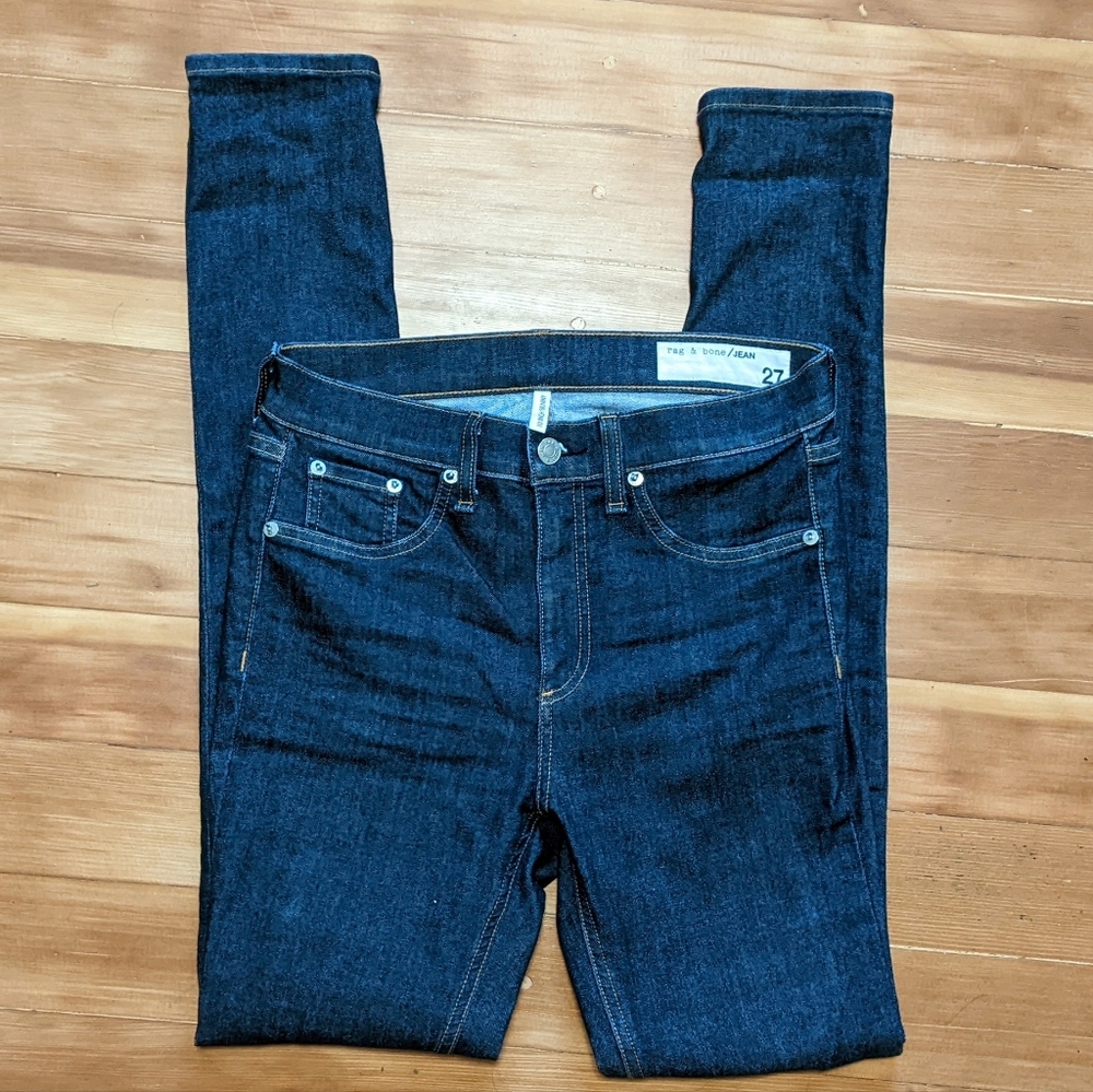 Rag & Bone 10 Inch Skinny High Rise Dark Wash Jeans